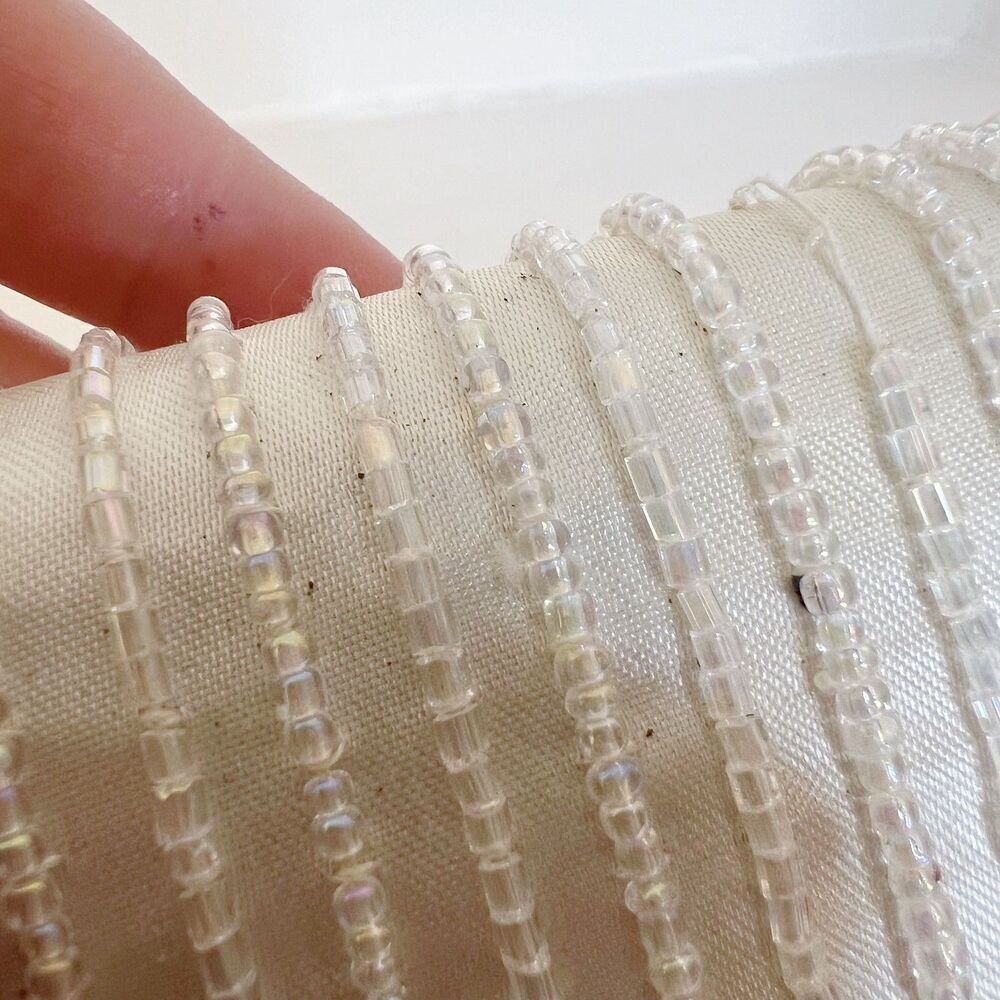 Vintage 80s La Regale White Beaded Evening Bag Clutch Structured - Picture 8 of 8